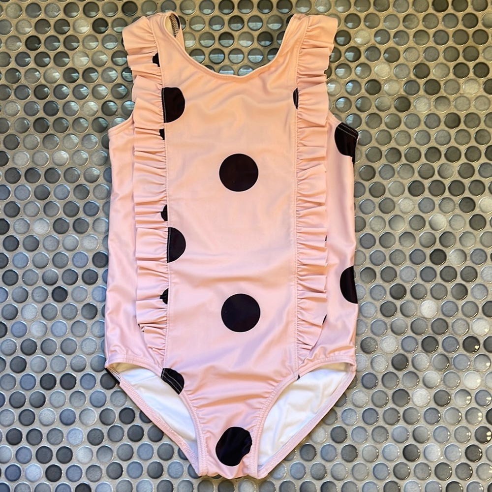 Adorable polka dot ruffled bathing suit
